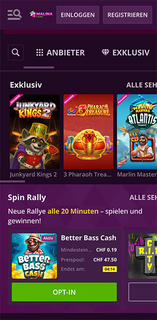 Malina Casino Mobile App